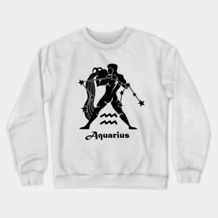 Aquarius - Zodiac Astrology Symbol with Constellation and Water Bearer Design (Black on White Variant) Crewneck Sweatshirt